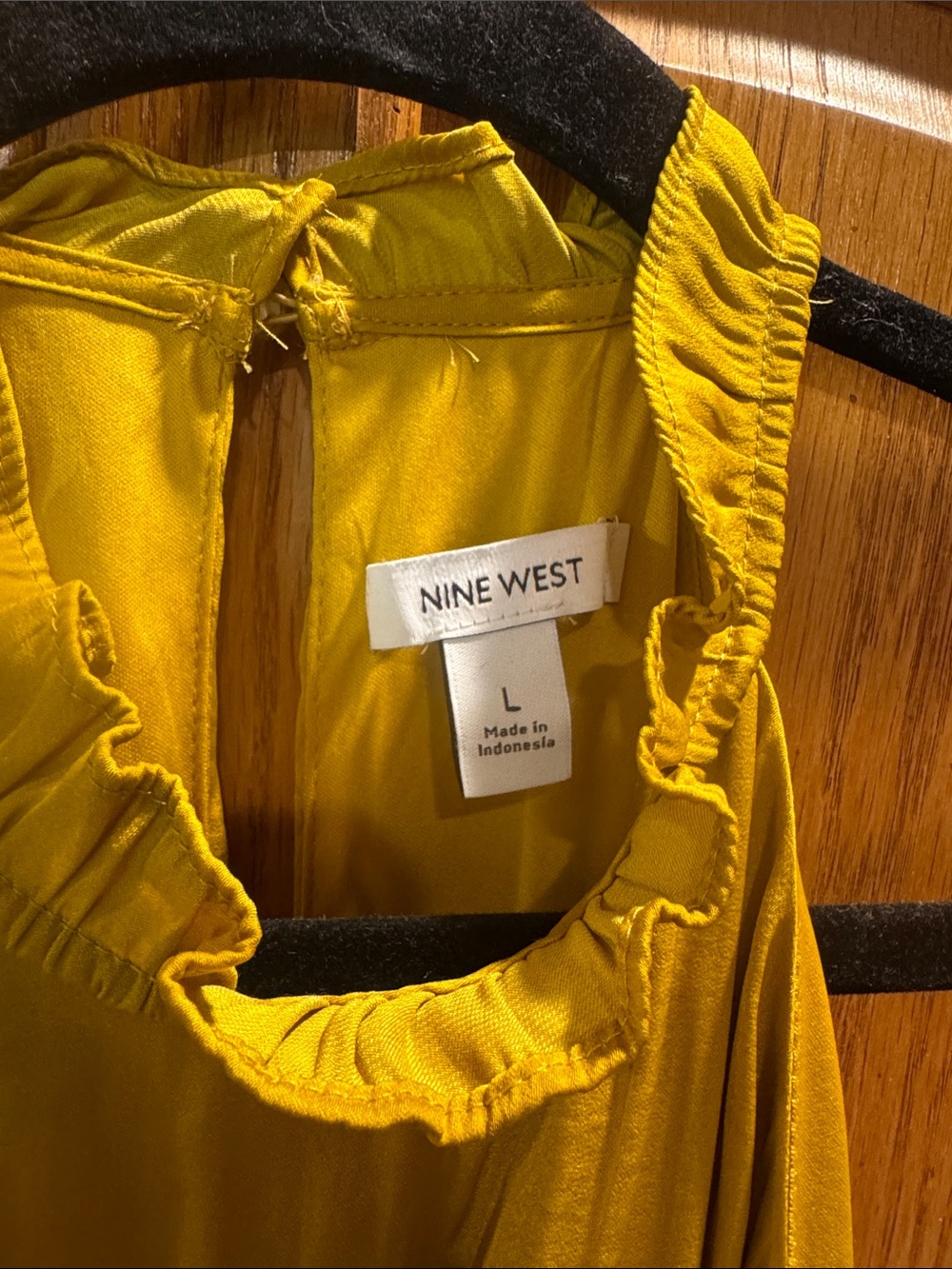 Nine West Mustard Ruffle Halter Tank - Picture 2 of 4